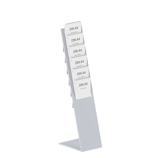 Metal Brochure Stand Planar Silver A4 with brochures