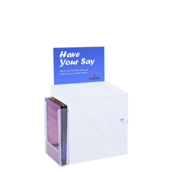 Ballot Box with Sign Collect Clear white Front in use2